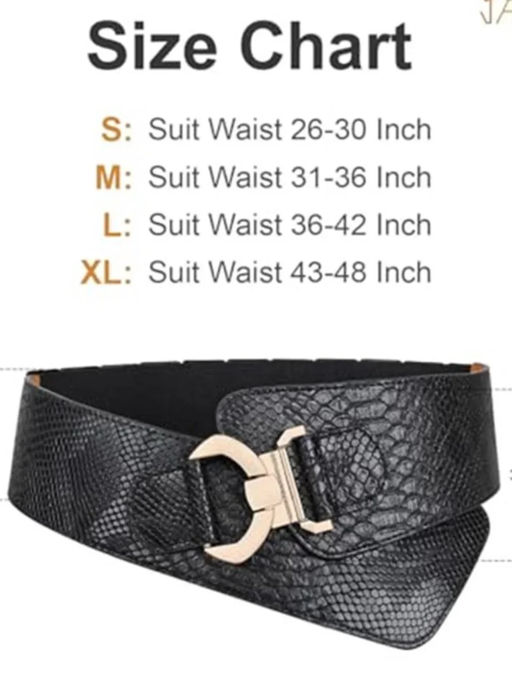 Women's Fashion Vintage Wide Elastic Stretch Waist Belt with Gold Buckle